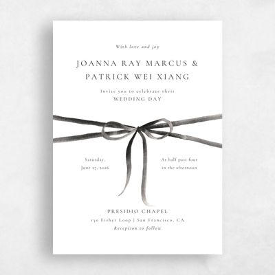 White Elegant Wedding Invitation - Brunate Portrait