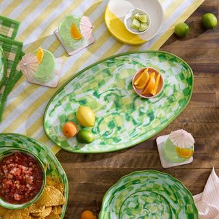 Check Melamine Oval Platter