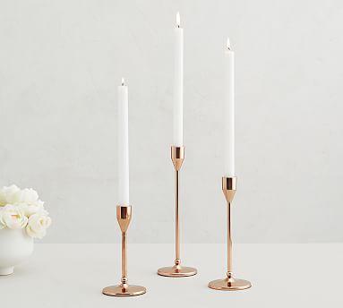 Monique Lhuillier Marlowe Candlesticks, Rose Gold - Set Of 3