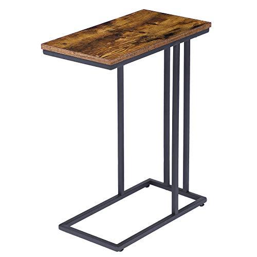 HOOBRO Side Table, Snack Table Heavy-Duty Sofa Side Table for Living Room, Bedroom, Easy Assembly, Space Saving, Wood Look Accent Furniture with Metal Frame, Rustic Brown