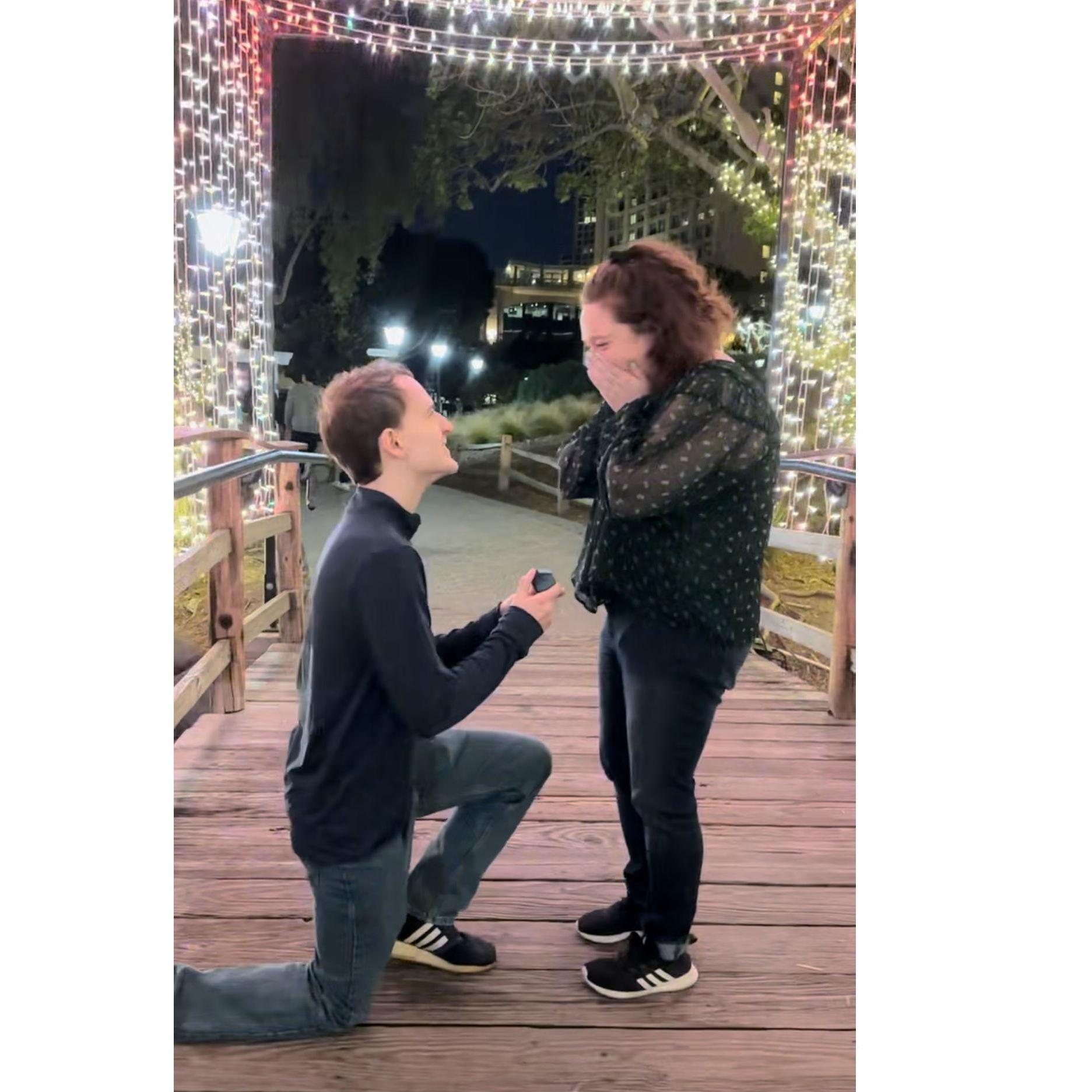 Josh proposed January 9,2025 at Seaport Village in San Diego, CA