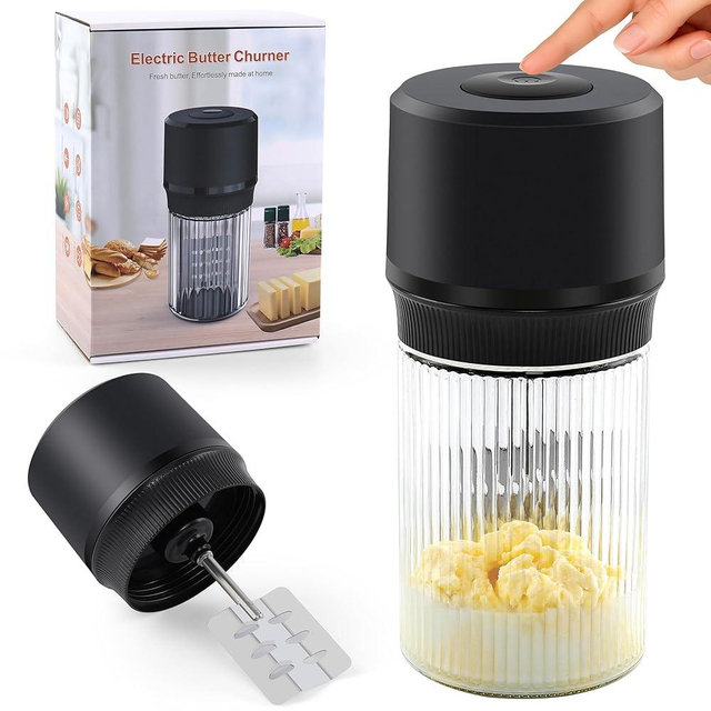IFOLO Electric Butter Churn – One-Touch Butter Maker in 5–10 Mins, 34oz Glass Jar with High-Speed Brushless Motor, High-Speed Mixing for Creamy Results