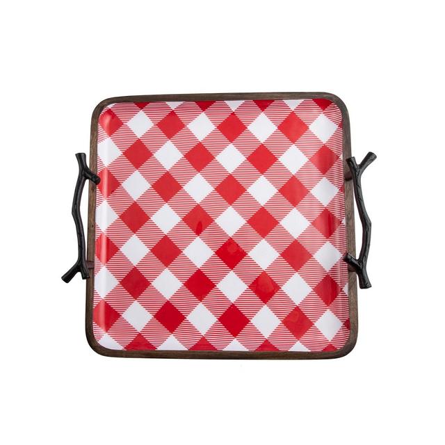 Thirstystone Square Serving Tray with Red Buffalo Check Art
