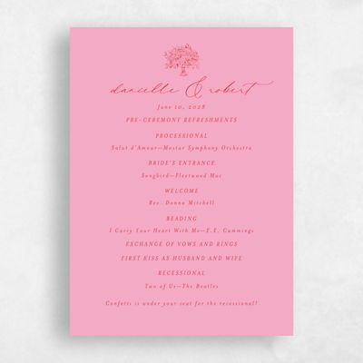 Flamingo, Pink Wedding Program - Elodie