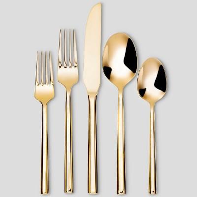 5pc Stainless Steel Izon Mirror Flatware Set Gold - Project 62™