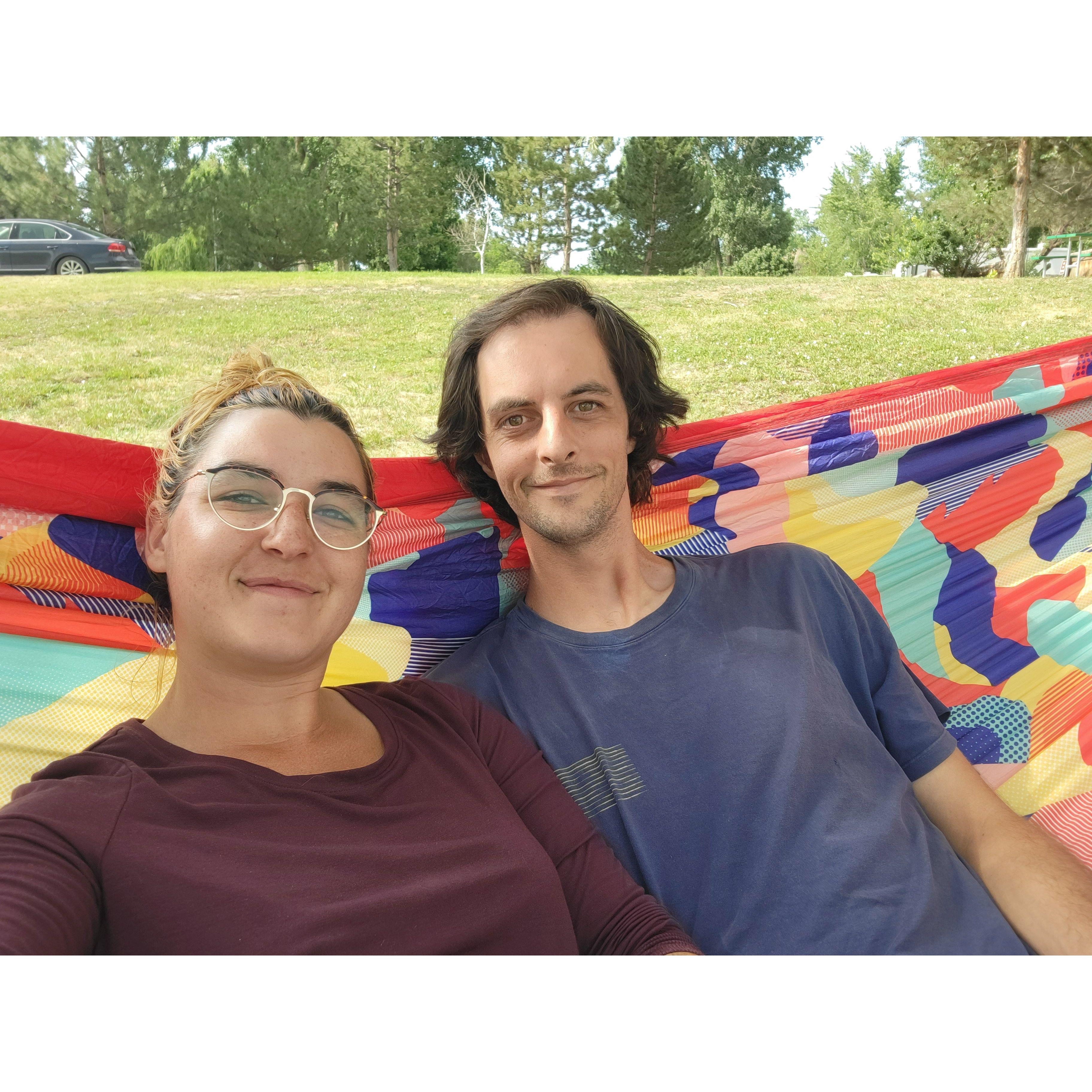 Right after Ian proposed on our big camping trip.