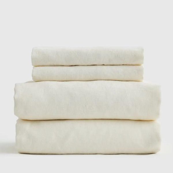 Organic Brushed Cotton Sheet Set in Ivory