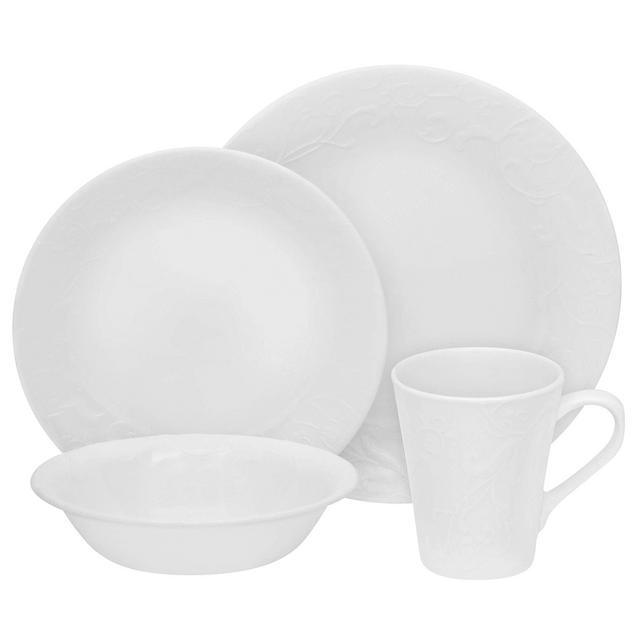 Corelle Embossed Bella Faenza 16-Pc Dinnerware Set, White