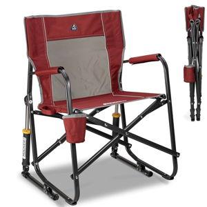 GCI Outdoor Freestyle Rocker Camping Chair | Portable Folding Rocking Chair with Solid, Durable Armrests, Drink Holder & Comfortable Backrest — Cinnamon