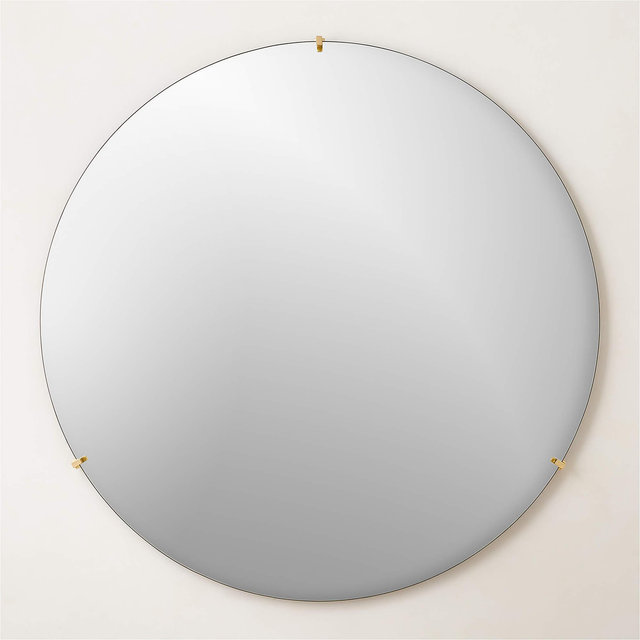 Vidro Convex Brass Round Wall Mirror 48"