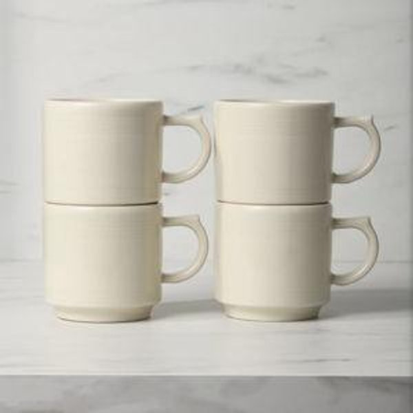 Linen 16 OZ Set of 4 Stackable Mug Set