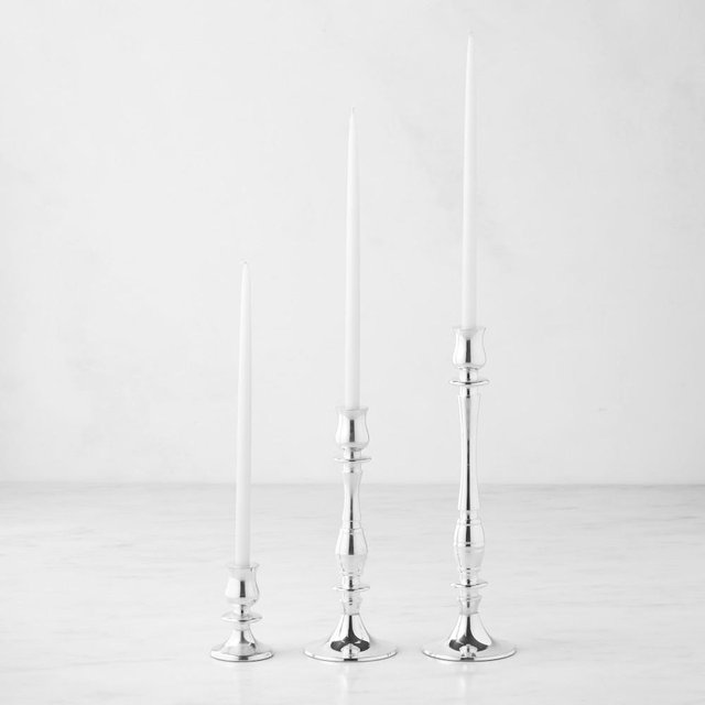 Heirloom Silver Tiny Taper Holders, Mixed, Set of 3