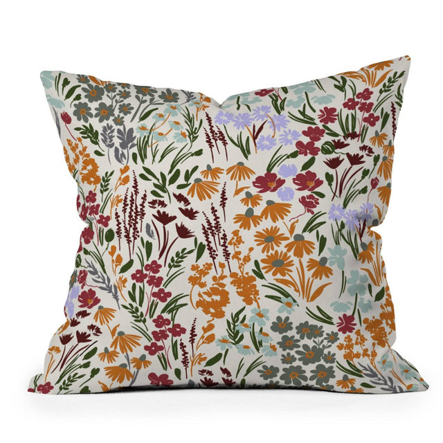 18"x18" Deny Designs Marta Barragan Camarasa Spring Flowery Meadow Square Outdoor Throw Pillow