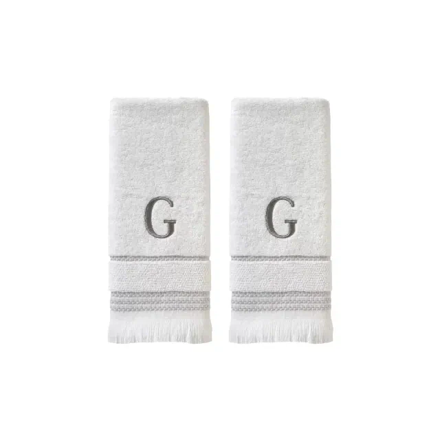 SKL Home By Saturday Knight Ltd Casual Monogram Hand Towel Set G - 2-Count - 16X26", White