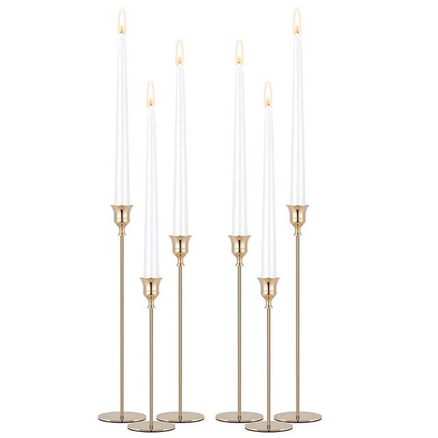 PNAVMG Gold Candlestick Holders Taper Candle Holder, Set of 6-pcs Candle Stick Long Holder Centerpieces Decorations for Table, Mantel, Wedding, Dinning, Party(Candles not Include)