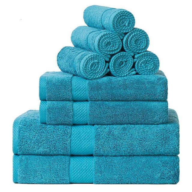 Bedsure Bath Towel Sets, 650GSM Combed Cotton Towels Set for Bathroom - 10 Pack, 2 Bath Towels 27x54, 2 Hand Towels 16x30, 6 Wash Cloths 13x13, Absorbent & Soft - Teal
