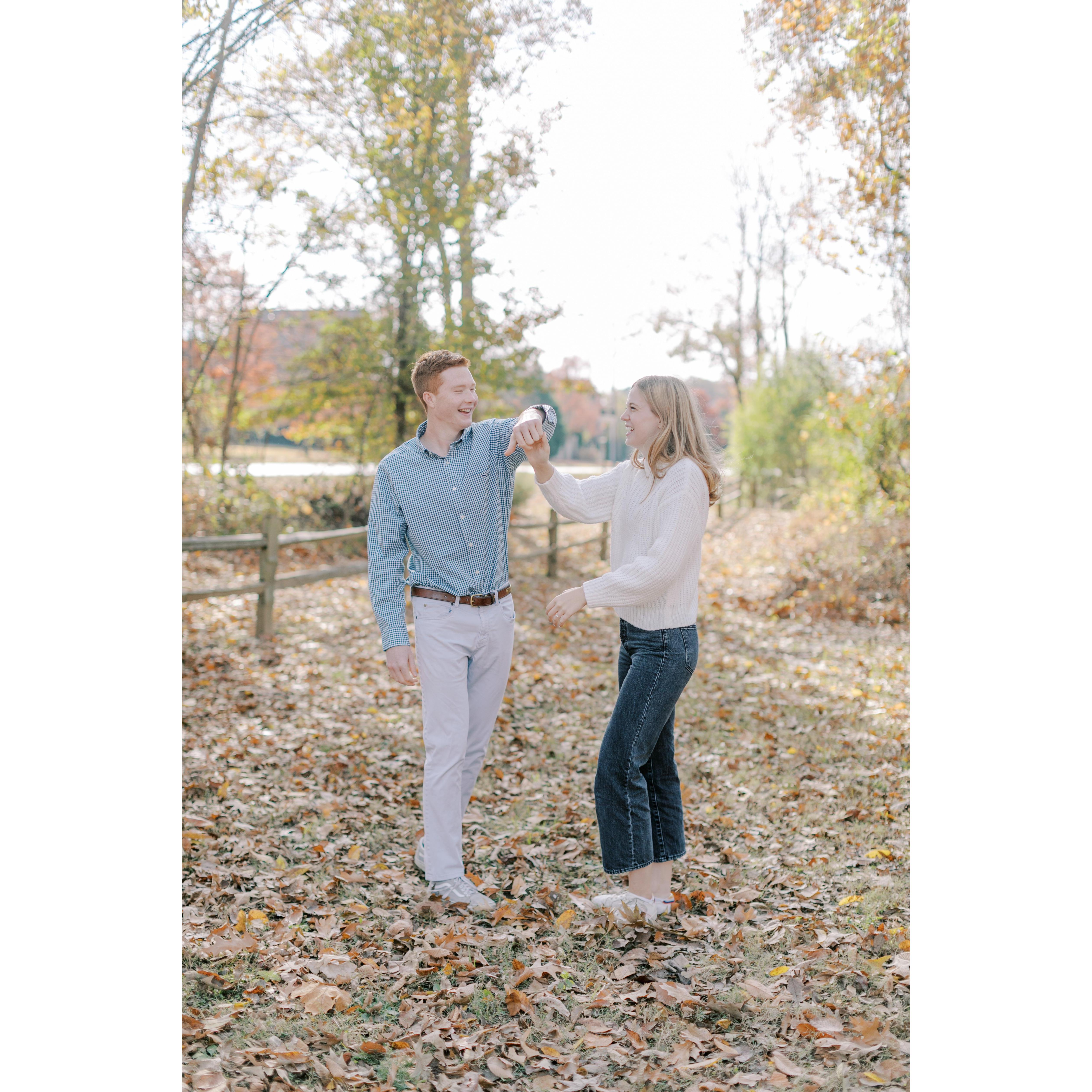 Us dancing our way through engagement photos...