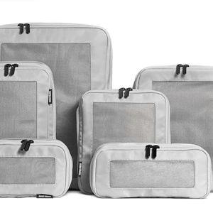Compression Packing Cubes for Travel - Luggage Organizer Bags - Double Zipper Packing Cubes for Suitcases (6-Pack, Light Grey)