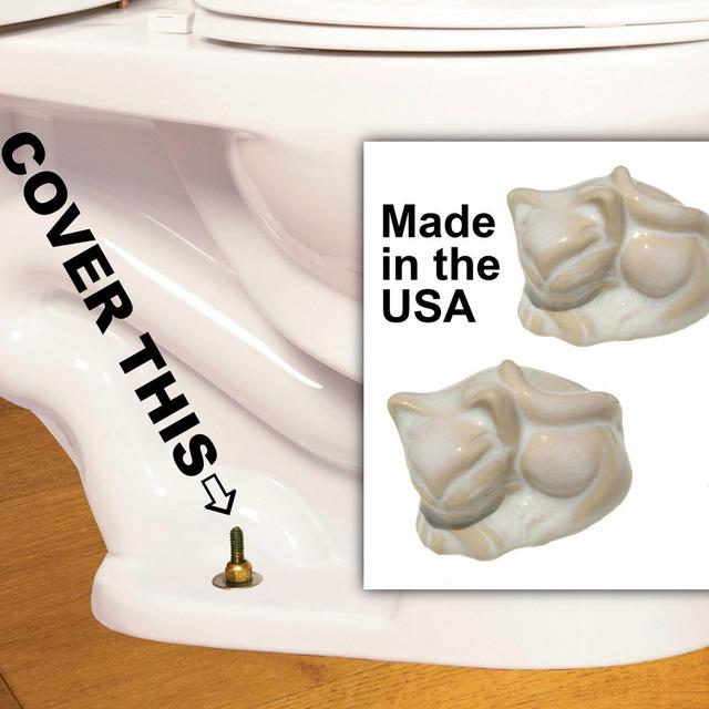 Ceramic toilet caps, cat toilet caps, set of 2