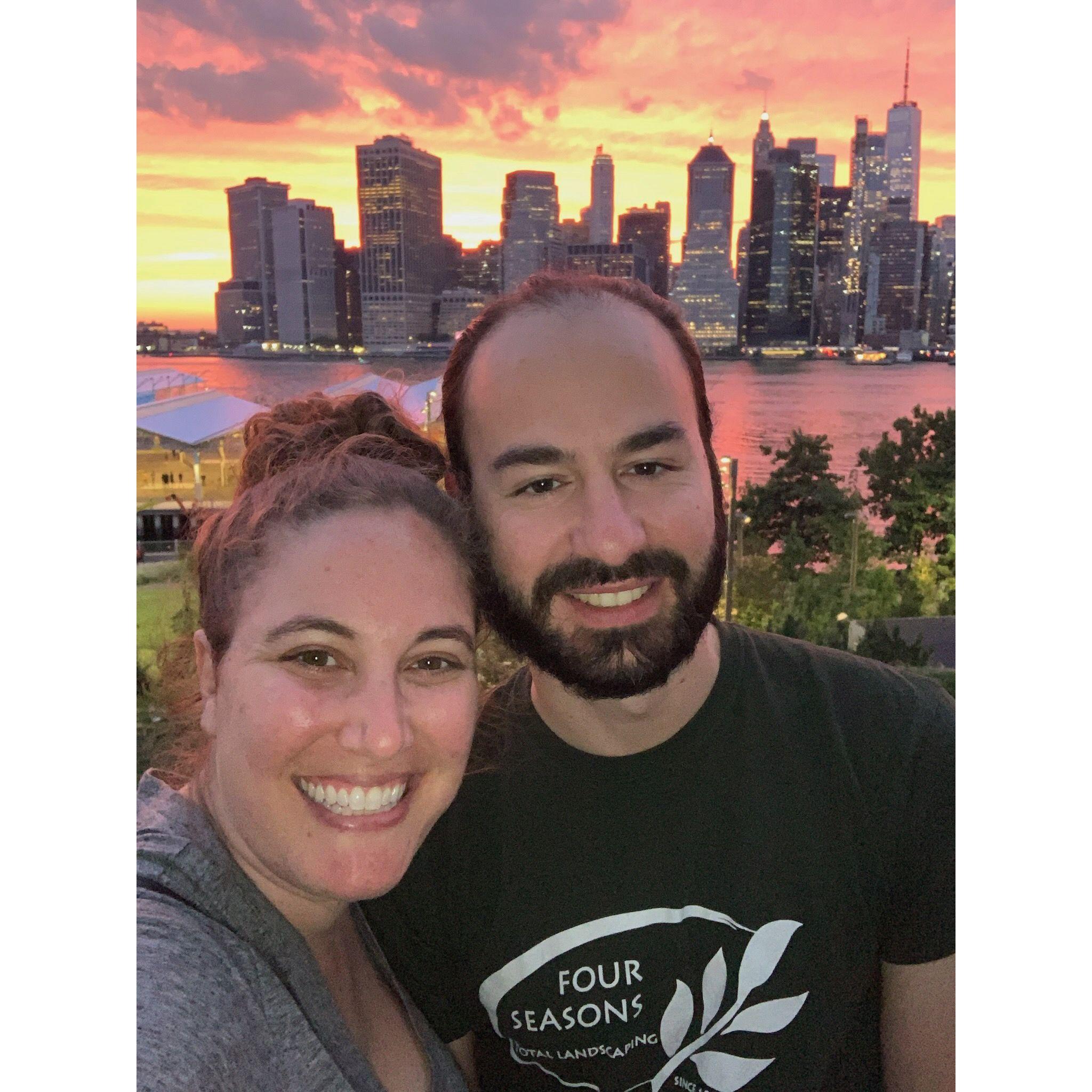 Fiery sunset on the Brooklyn Heights Promenade after a long moving day.