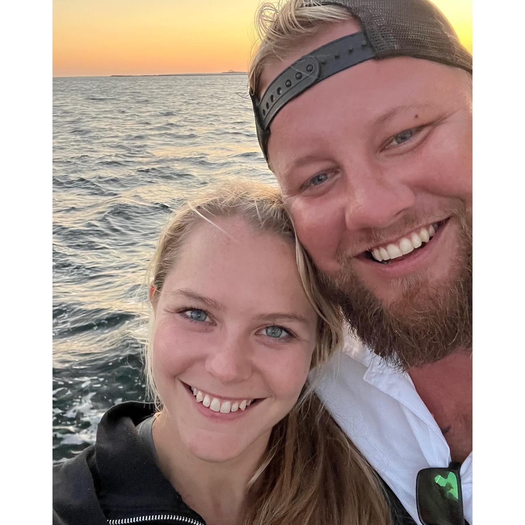 Sunset sail in Panama City Beach (only one of us was working)