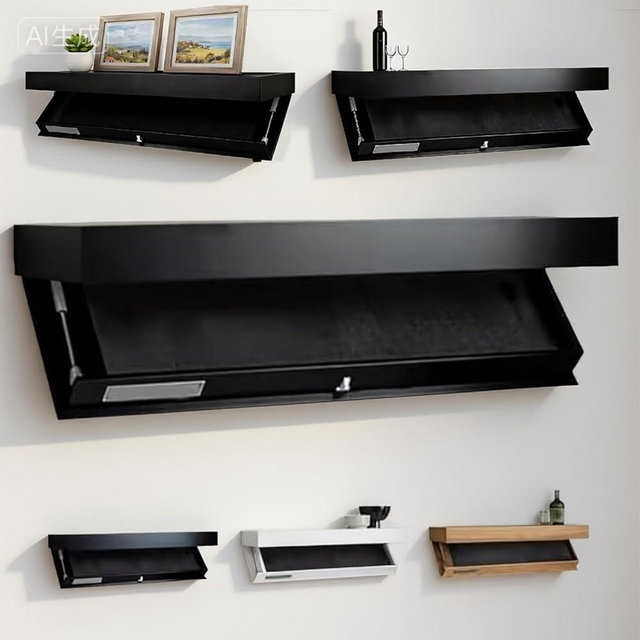 Struxtura Hidden Compartment Shelf - Floating Wall with Secret Compartment, Wall Stand with Drawers Concealed Storage for Living Room, Hidden Storage Office and Home Decor (Black)