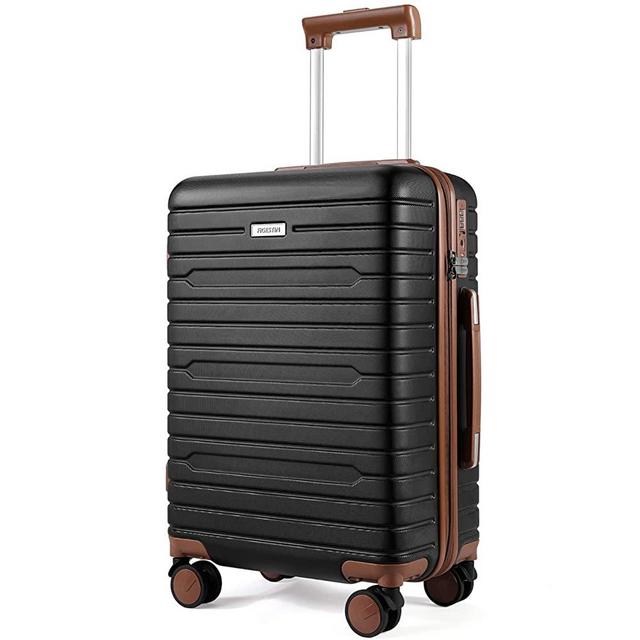 FIGESTIN Carry on luggage with Spinner Wheels, Hardside Lightweight 20in carry on suitcase checked luggage TSA Lock( Black)