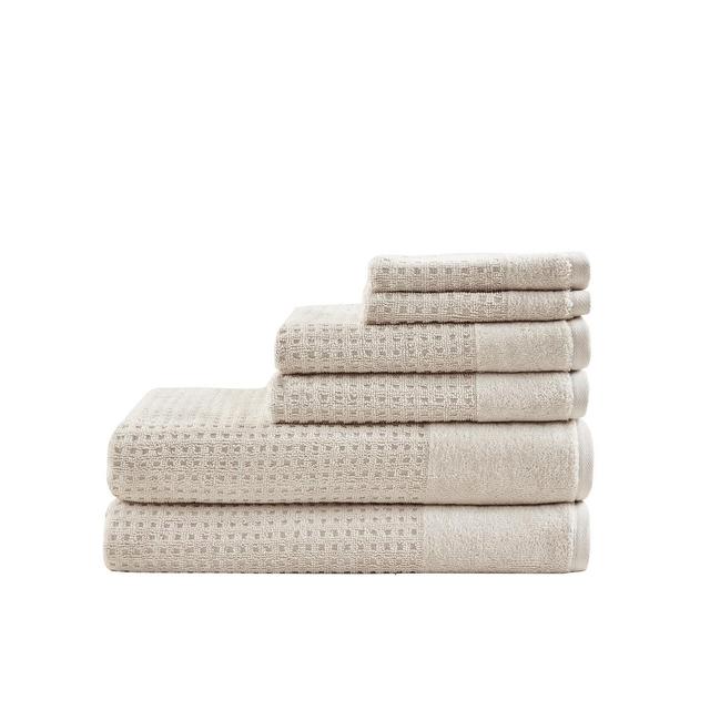 Madison Park Spa Waffle Jacquard 600 GSM Combed Cotton 6-Pc. Towel Set
