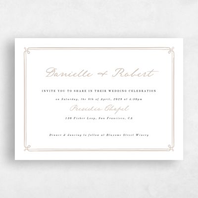 Canvas Tan, White Wedding Invitation - Elspeth Landscape