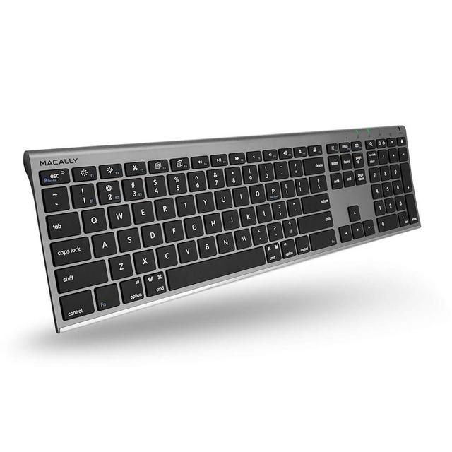 Macally Wireless Bluetooth Apple Keyboard for Mac iOS PC Android - Switch Between 3 Devices with Multi Device Mac Bluetooth Keyboard for MacBook Pro/Air, iMac