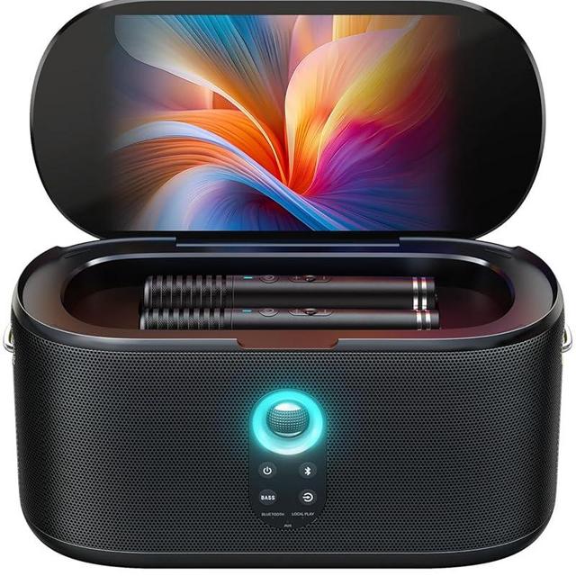 Ikarao Smart Karaoke Machine, Built-in 10.1" Screen Lyrics Display for Adults Kids, 2 Auto Charging Wireless Microphones, Portable Bluetooth Speaker PA System with WiFi, HDMI for Home TV Outdoor Party
