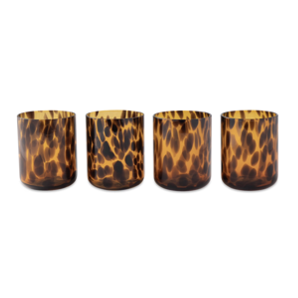 Thyme & Table 12 fl oz Brown Tortoise Drinking Glasses, Set of 4