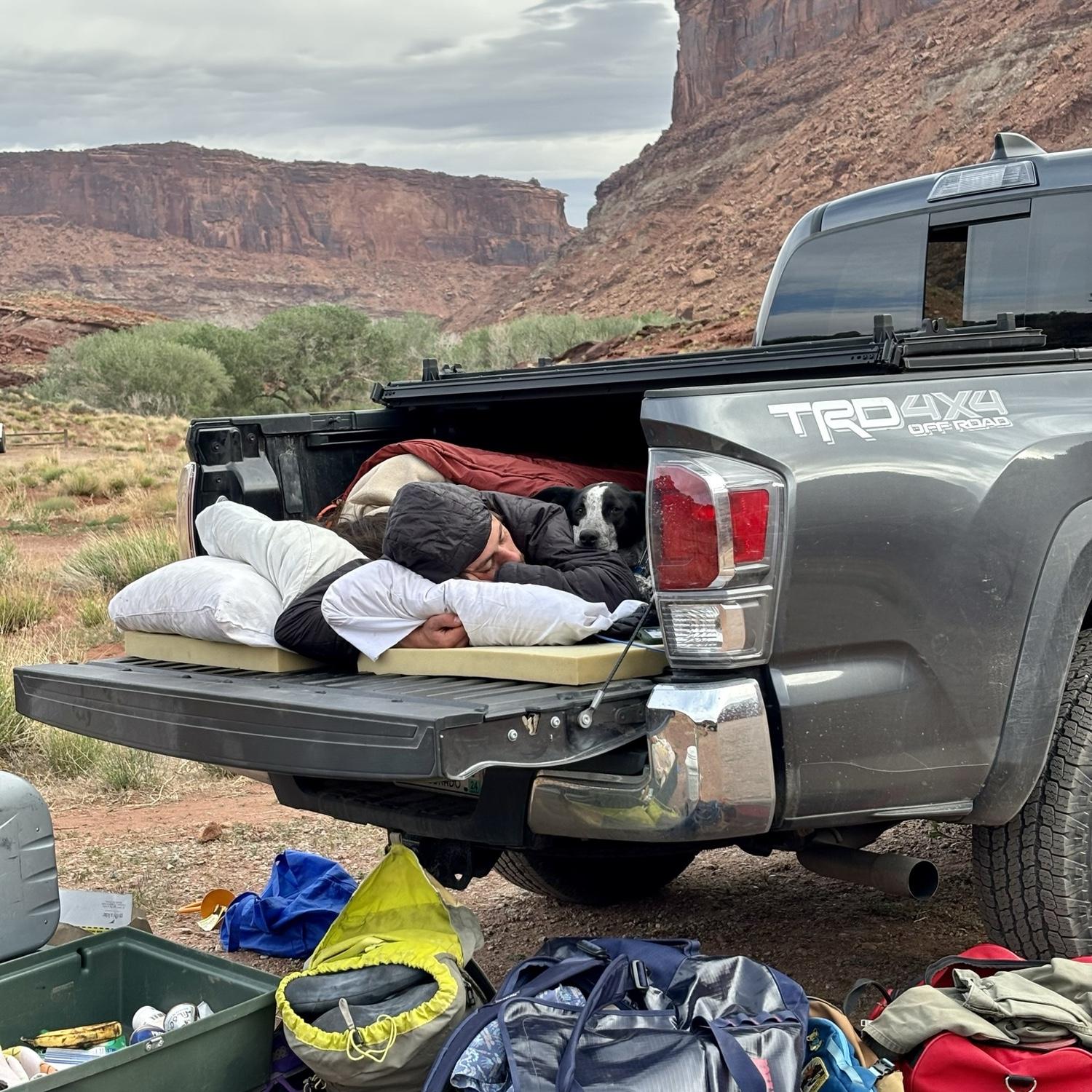 We may not have our dream camper yet… but this gets the job done! First camping trip with mags added to the fam