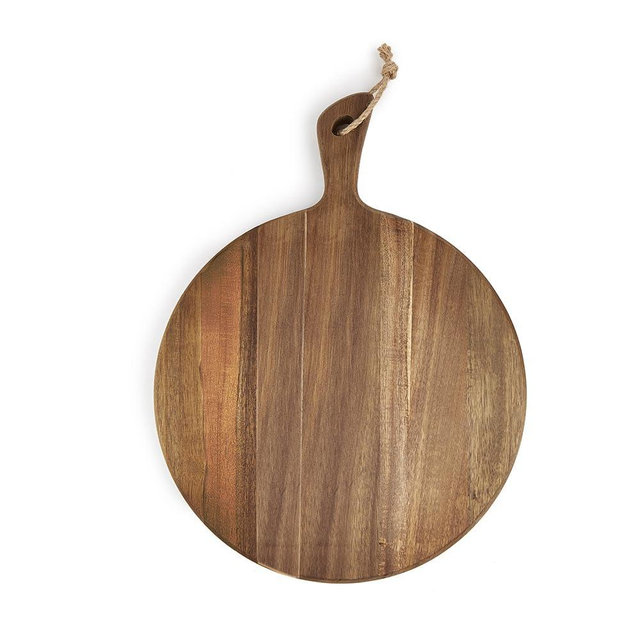 Acacia Wood Cutting Board for Kitchen with Rope on Handle, 16x12 Inch Round Wooden Cutting Boards for Kitchen/Charcuterie Board/Serving Board/Cheese, Bread, Vegetable & Fruits Serving/Pizza Board