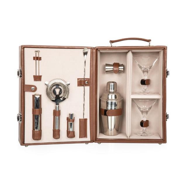 Manhattan Martini Cocktail Travel Case, Mahogany