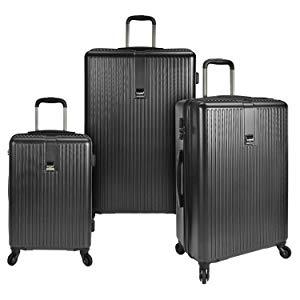 U.S. Traveler Sparta 3-Piece Super Lightweight Hardside 4-Wheel Spinner Luggage Collection with Diamond Cut Texture Finish & Combination Lock, Charcoal (21"/26"/30")