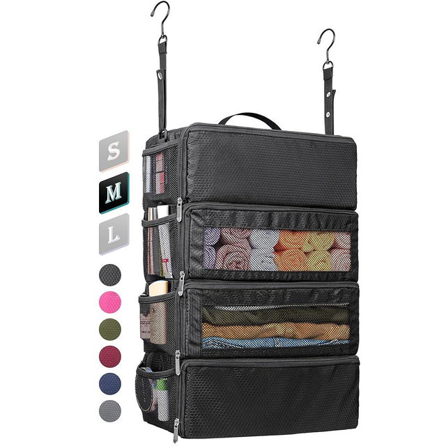 Suitcase Organizer, Travel Luggage Organizer Hanging Shelves Packing Cube Closet/Collapsible Portable Travel Organizer for Carry-on