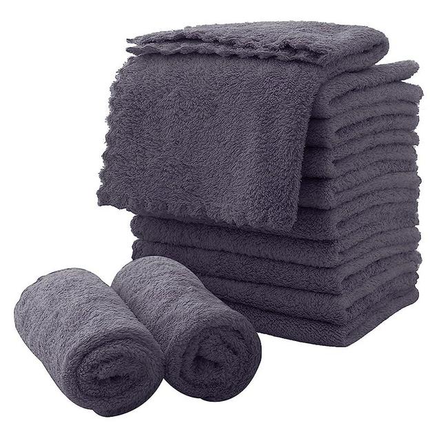 Microfiber Facial Cloths Fast Drying Washcloth 12 pack - Premium Soft Makeup Remover Cloths - Grey