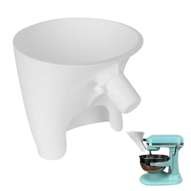 Flour Funnel for Kitchen Aid Mixer ：Stand Mixer Attachment for KitchenAid Artisan KSM150 – Mess-Free Pouring for Flour & Egg Liquid, Ideal for Home Bakers（White）