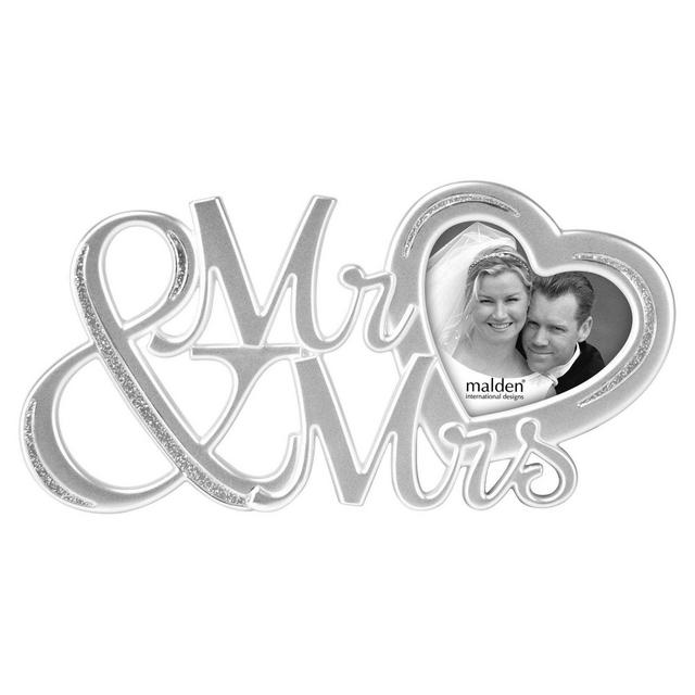 Malden® 3-Inch x 3-Inch "Mr. & Mrs." Glitter Heart Picture Frame