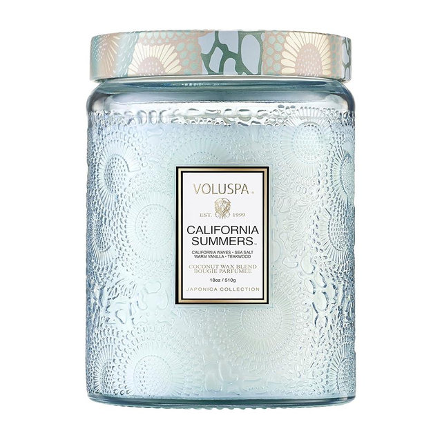 Voluspa California Summers Candle Jar, 18 oz, Coconut Wax Blend, Large Scented Candles for Home, 100 Hour Burn Time, Poured in The USA