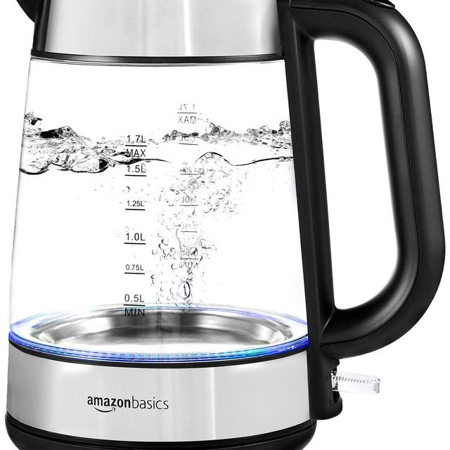Amazon Basics Electric Glass and Steel Hot Tea Water Kettle - 1.7-Liter