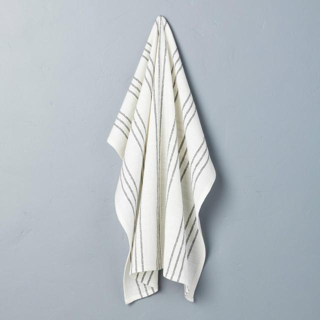 Stripe Flour Sack Kitchen Towel Sour Cream/Railroad Gray - Hearth & Hand™ with Magnolia