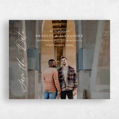 Linen, Beige Wedding Save the Date - Andros Photo