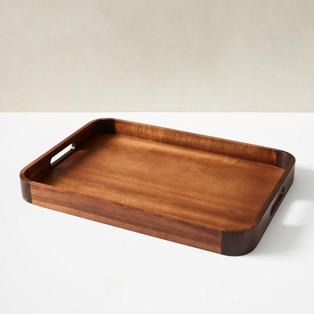 Rounded Edge Wood Trays, Dark Wood, Large