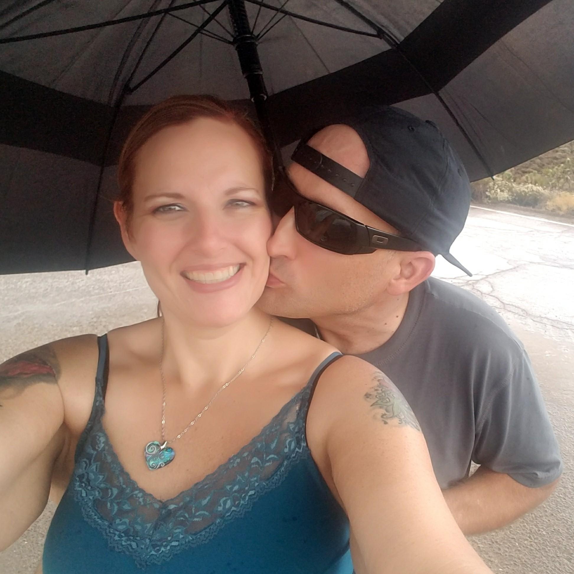 It was a rainy day on one of our trips to Vegas. Super Hot in Barstow 110 degrees. We stopped at Bailey Road a cool 65 degrees. Refreshing break from the freeway and the heat with a beautiful view.