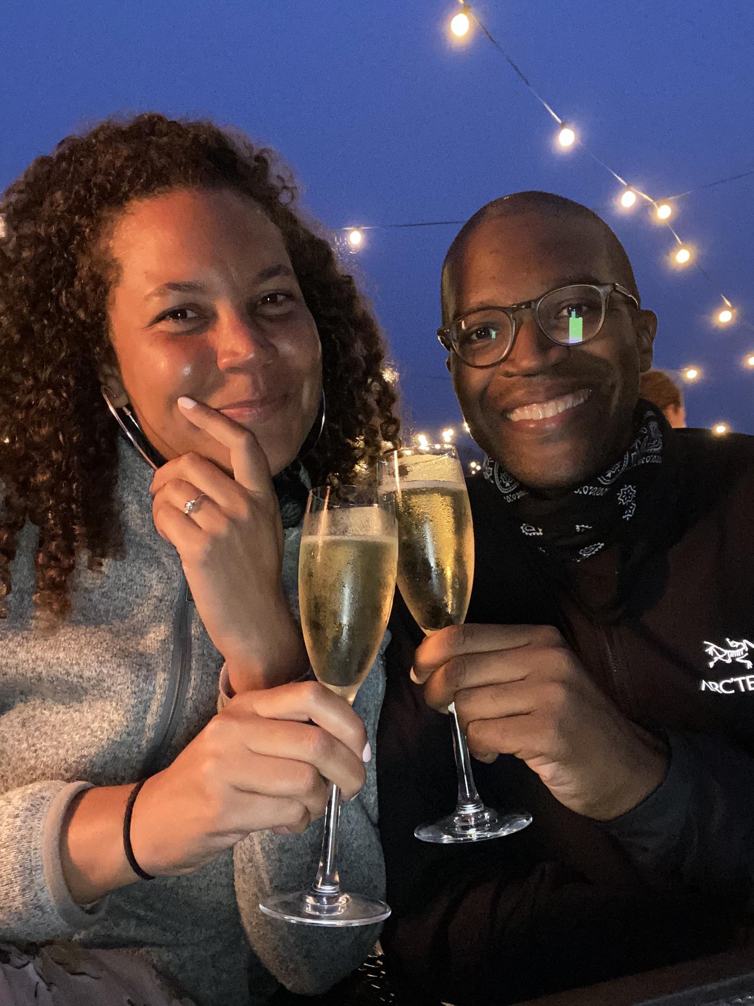 She said yes! Toasting to us at Pebble Beach
