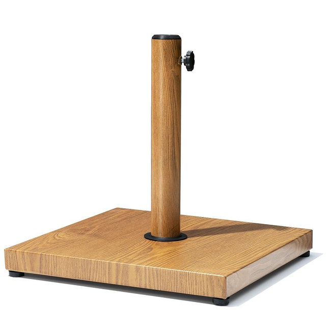 VredHom Patio Umbrella Base, 43lbs Outdoor Heavy Duty Square Concrete Stand Market Umbrella, Teak Brown