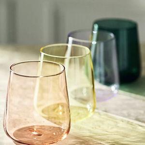Morgan Stemless Wine Glasses, Set of 4, Color- Multi