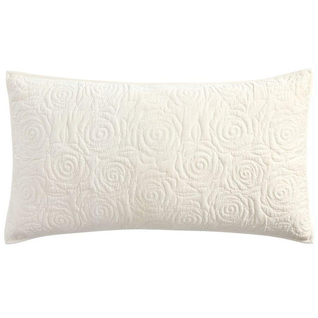 LoveShackFancy Rosette Velvet Quilted Sham, Ivory, King